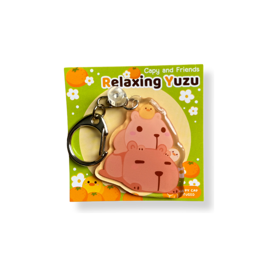 Relaxing Yuzu - Capy Friends Keyring